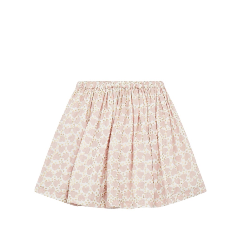Bonton Framboi Pink Heart Print Cotton‎ Pull On Skirt Size 8